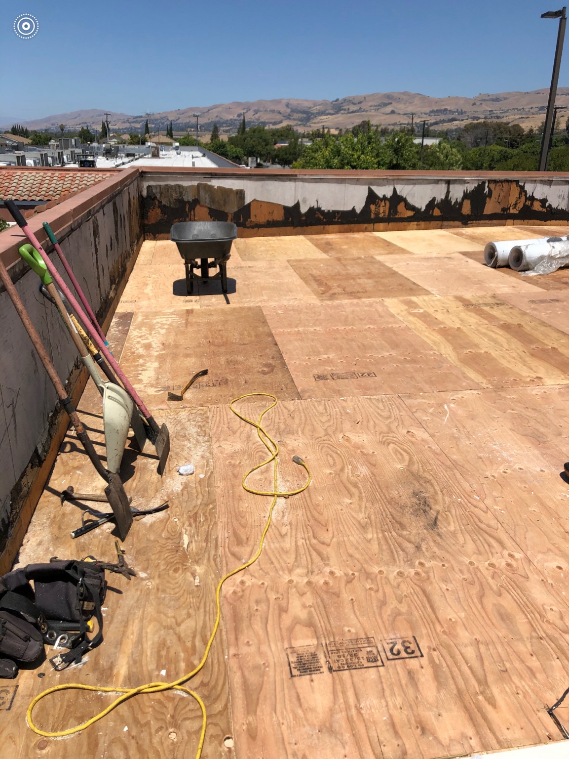 Roof deck replacement in progress
